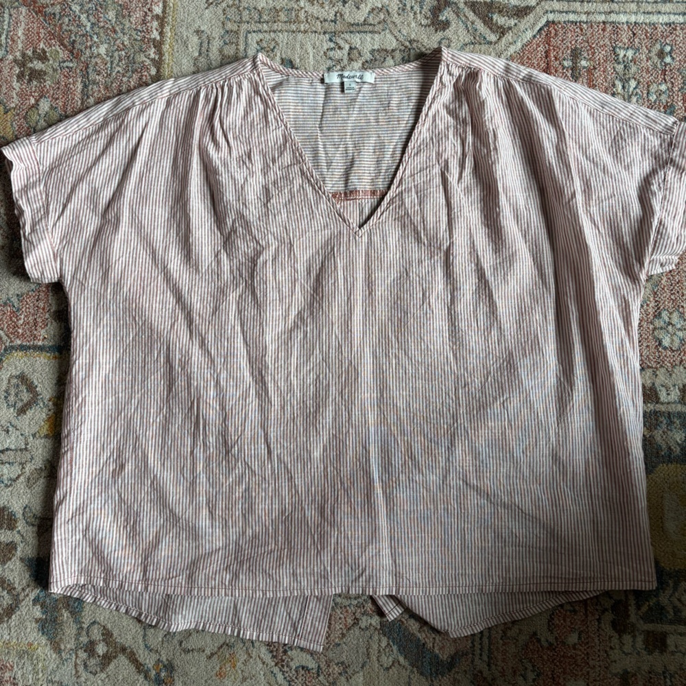 Madewell stripe button-back v-neck top